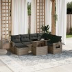 Set de sofás de jardín y cojines 8 piezas ratán sintético gris