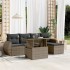 Set de muebles de jardín 6 pzas y cojines ratán sintético