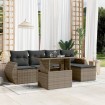 Set de muebles de jardín 6 pzas y cojines ratán sintético gris