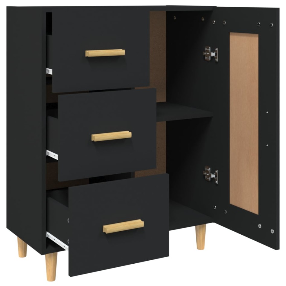 Aparador de madera contrachapada negro 69,5x34x90