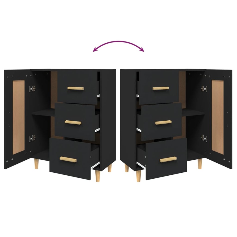 Aparador de madera contrachapada negro 69,5x34x90