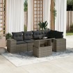 Set de muebles de jardín 6 pzas y cojines ratán sintético gris