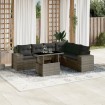 Set de sofás de jardín 7 pzas con cojines ratán sintético gris