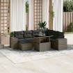 Set de sofás de jardín y cojines 8 piezas ratán sintético gris