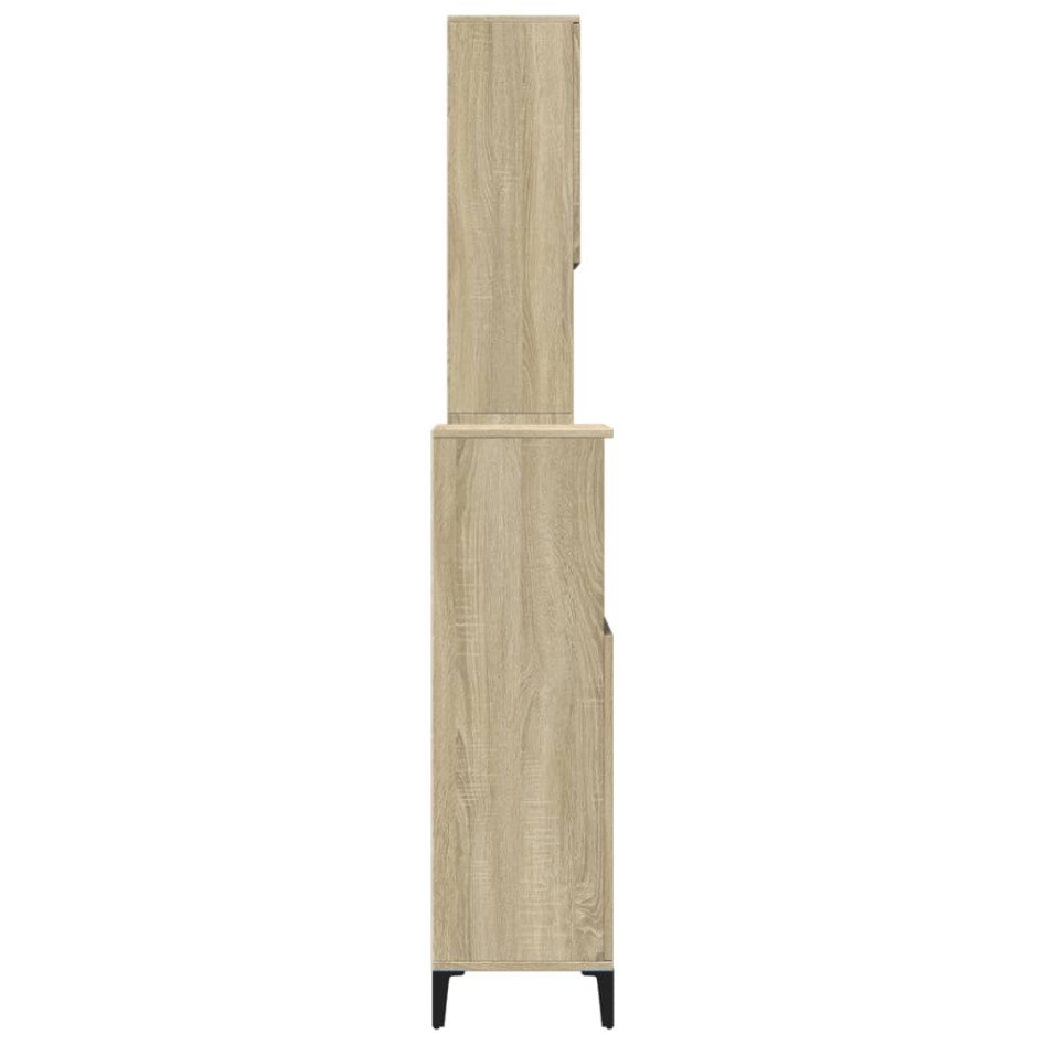 Set de muebles de baño 3 pzas madera contrachapada roble