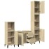 Set de muebles de baño 3 pzas madera contrachapada roble