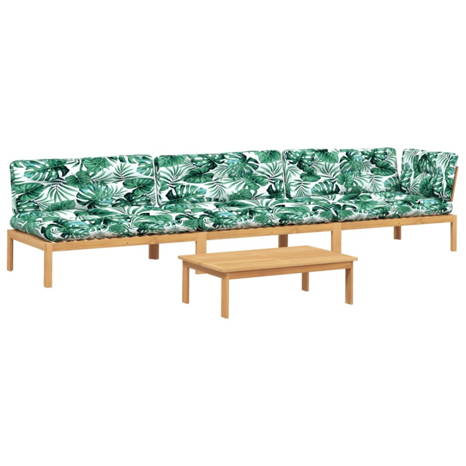 Set de sofás de palets de jardín y cojines 4 pzas madera