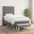 Cama box spring con colchón tela gris oscuro 80x200