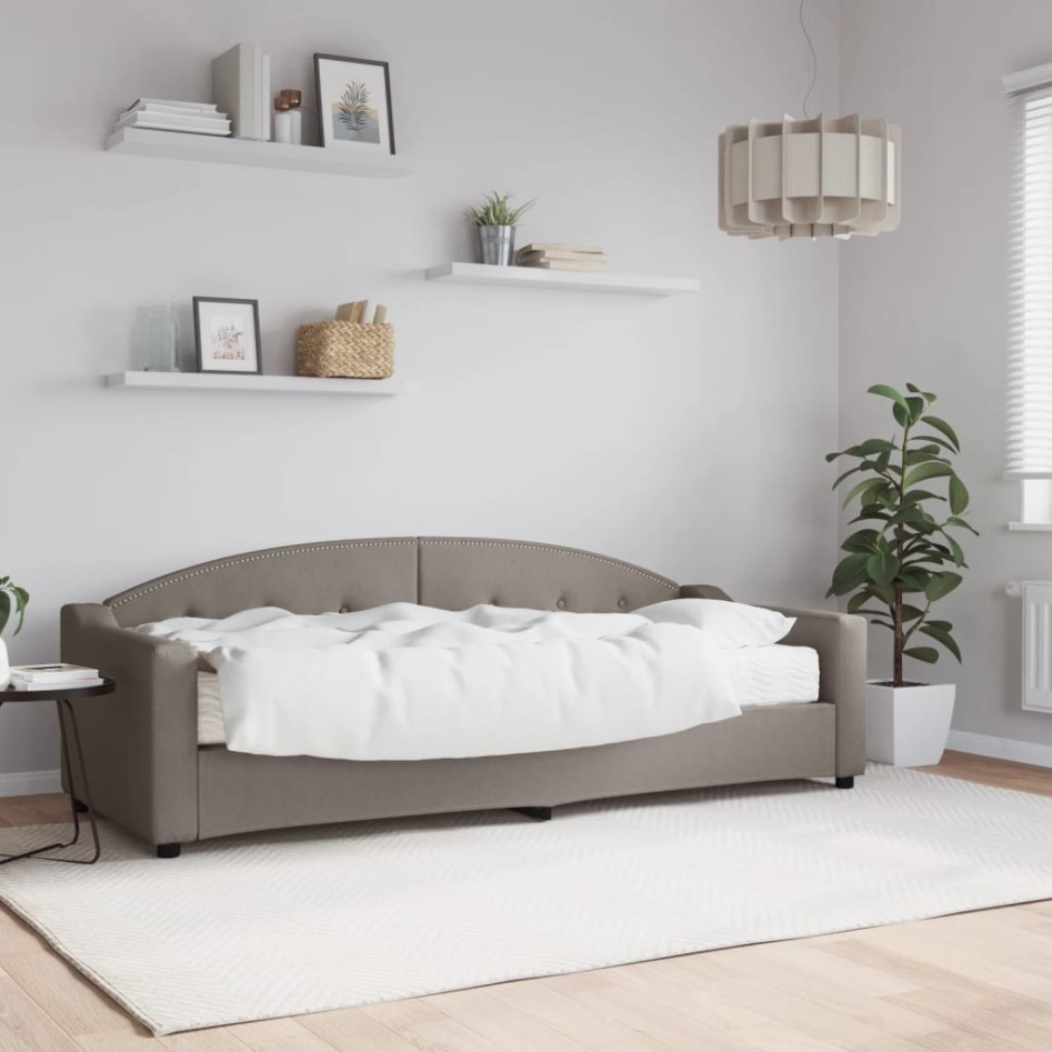 Sofá cama con colchón tela gris taupe 80x200