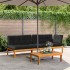 Set de sofás de palets de jardín y cojines 3 pzas madera