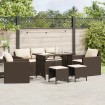 Set sofás de jardín 6 piezas y cojines ratán sintético marrón
