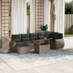 Set de sofás de jardín y cojines 8 piezas ratán sintético gris
