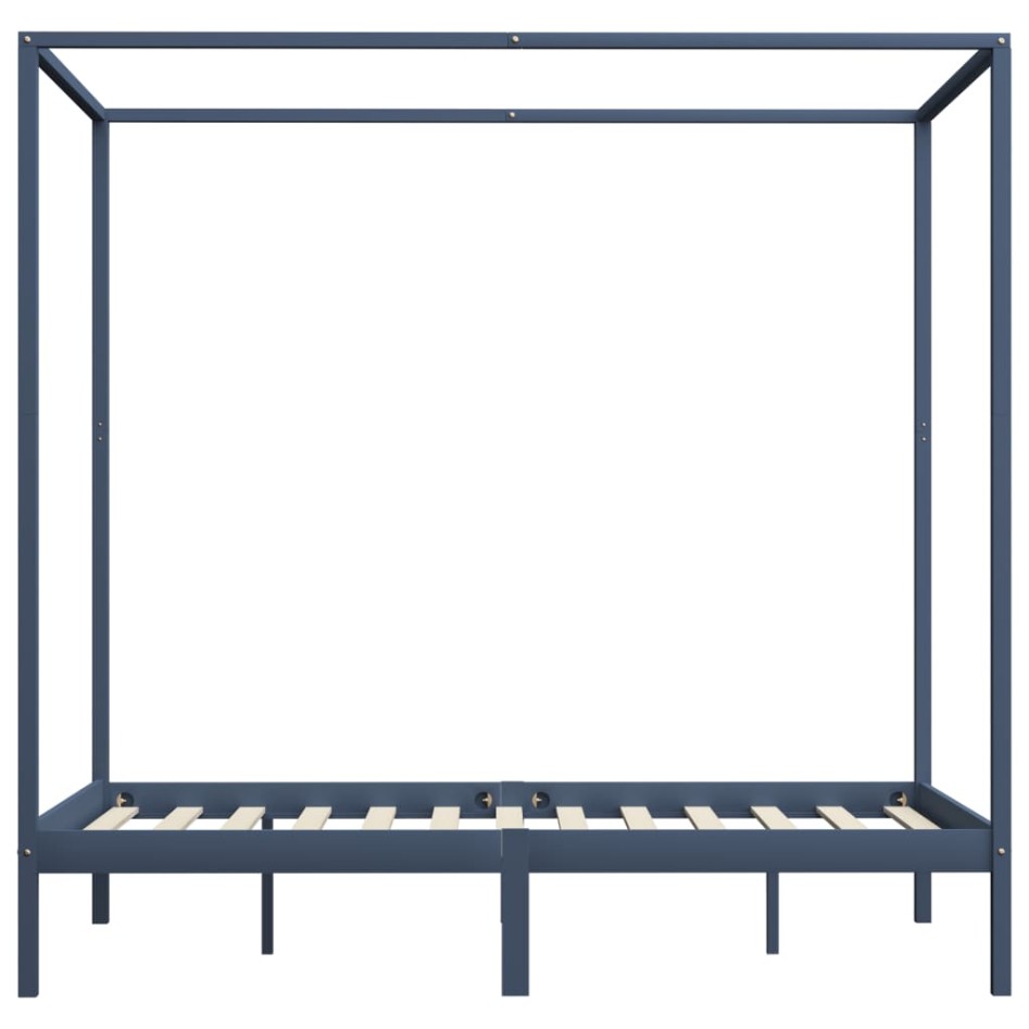Estructura de cama con dosel madera maciza pino gris 120x200