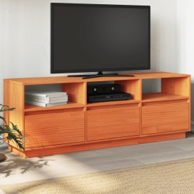 Mueble de TV madera maciza de pino marrón cera 140x37x50