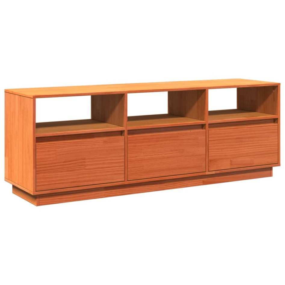 Mueble de TV madera maciza de pino marrón cera 140x37x50