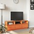 Mueble de TV madera maciza de pino marrón cera 140x37x50