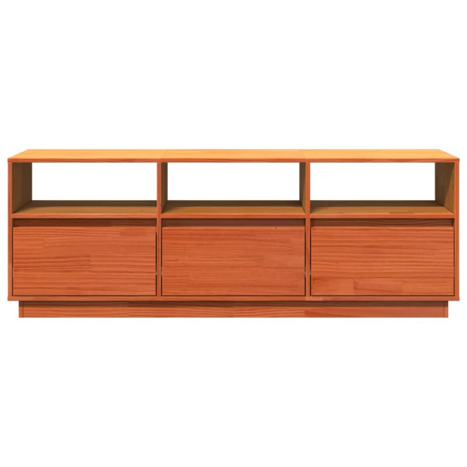 Mueble de TV madera maciza de pino marrón cera 140x37x50