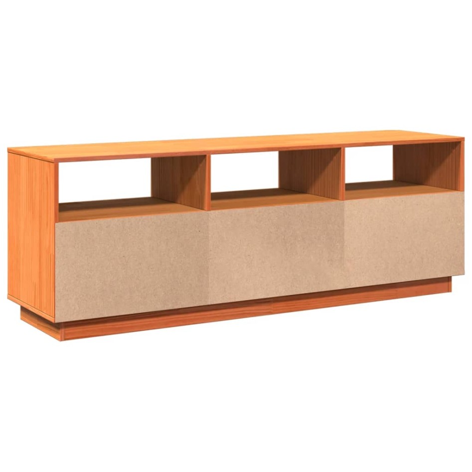 Mueble de TV madera maciza de pino marrón cera 140x37x50