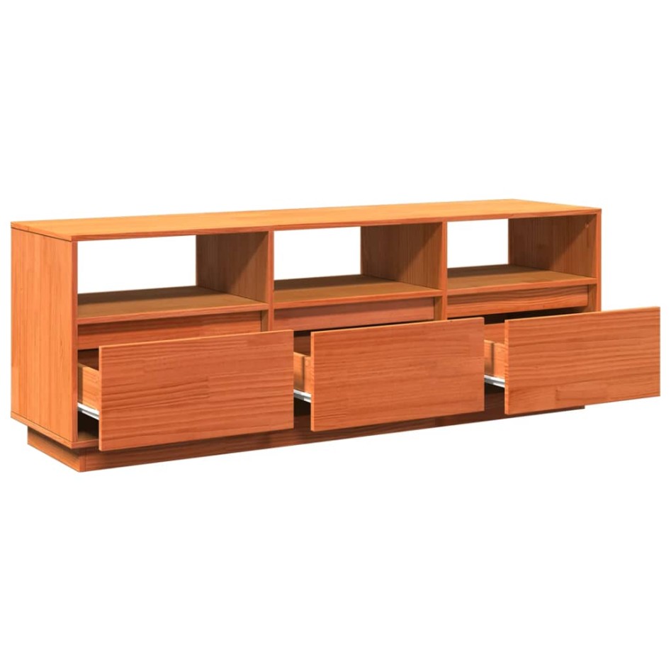 Mueble de TV madera maciza de pino marrón cera 140x37x50