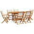 Set de comedor de jardín 7 pzas tela madera maciza blanco