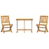 Set de comedor de jardín plegable 3 pzas madera maciza