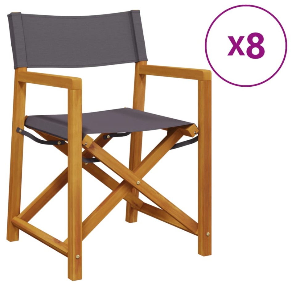 Sillas de jardín plegables 8 unidades tela gris