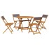 Set de comedor de jardín 5 pzas tela madera maciza