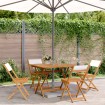 Set de comedor de jardín 5 pzas tela madera maciza blanco crema