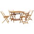 Set de comedor de jardín 5 pzas tela madera maciza blanco