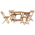 Set de comedor de jardín 5 pzas tela madera maciza gris