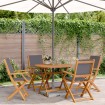 Set de comedor de jardín 5 pzas tela madera maciza antracita