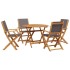 Set de comedor de jardín 5 pzas tela madera maciza