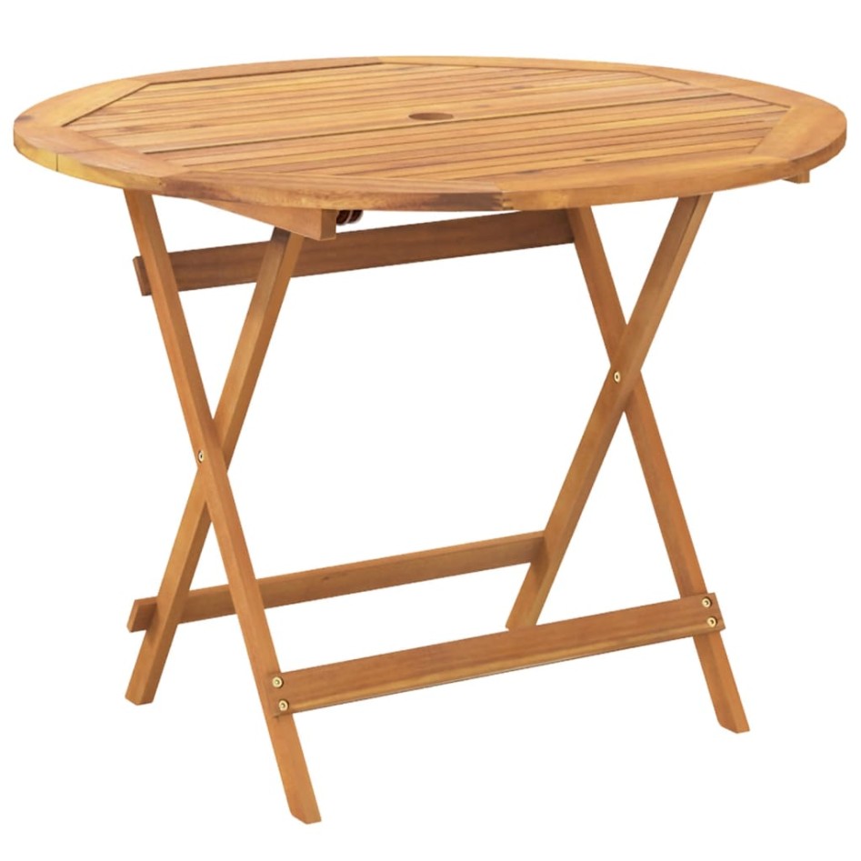 Set de comedor de jardín 5 pzas tela madera maciza