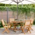 Set de comedor de jardín 5 pzas tela madera maciza