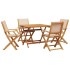 Set de comedor de jardín 5 pzas tela madera maciza