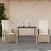 Sillas y mesita de jardín 3 piezas ratán sintético cojín beige