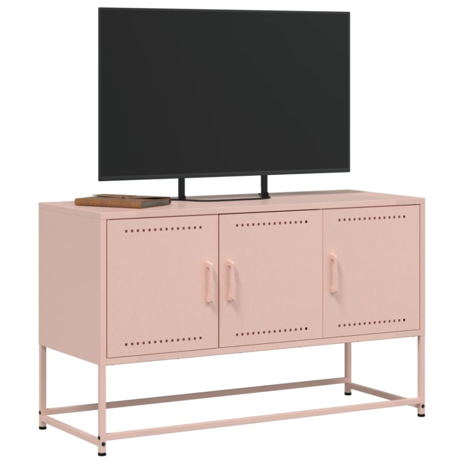 Mueble para TV de acero rosa 100,5x39x60,5