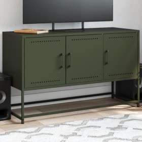 Mueble para TV de acero verde oliva 100,5x39x60,5