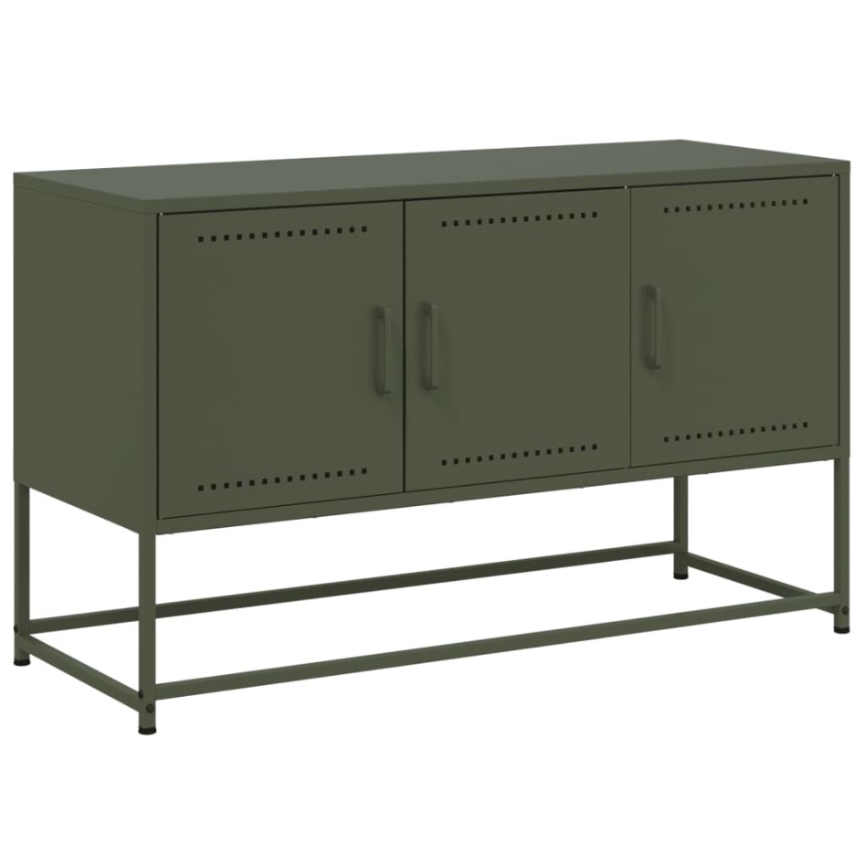 Mueble para TV de acero verde oliva 100,5x39x60,5