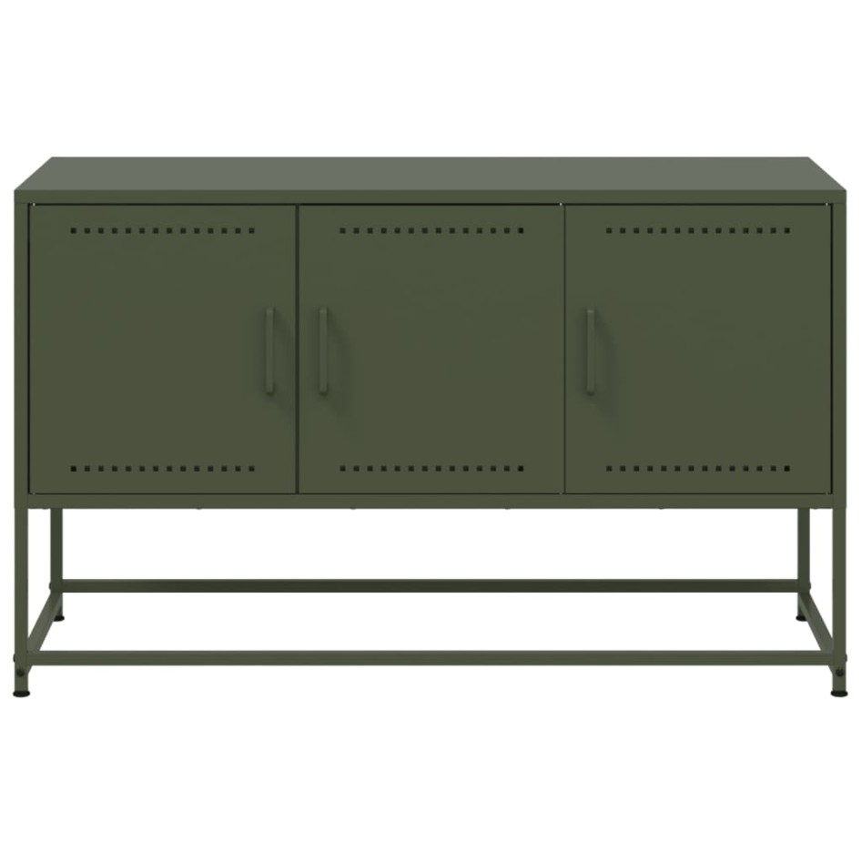 Mueble para TV de acero verde oliva 100,5x39x60,5