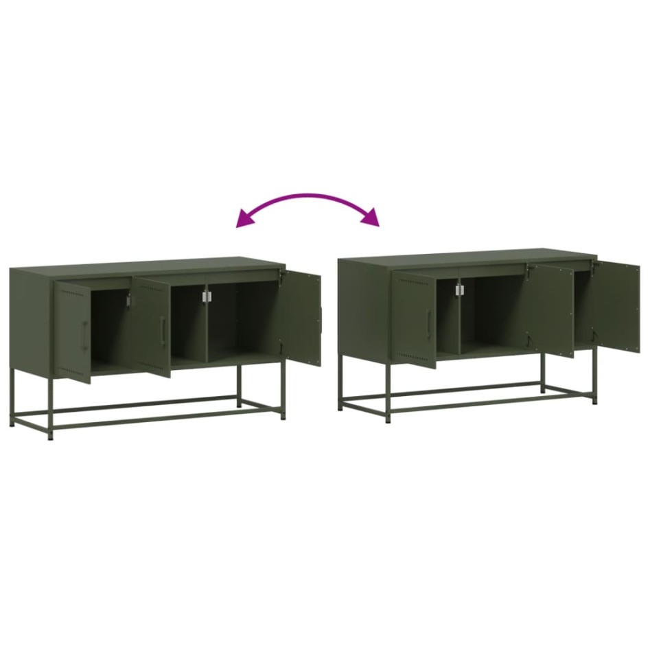 Mueble para TV de acero verde oliva 100,5x39x60,5