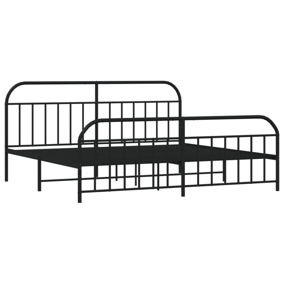 Estructura de cama cabecero y estribo metal negro 200x200
