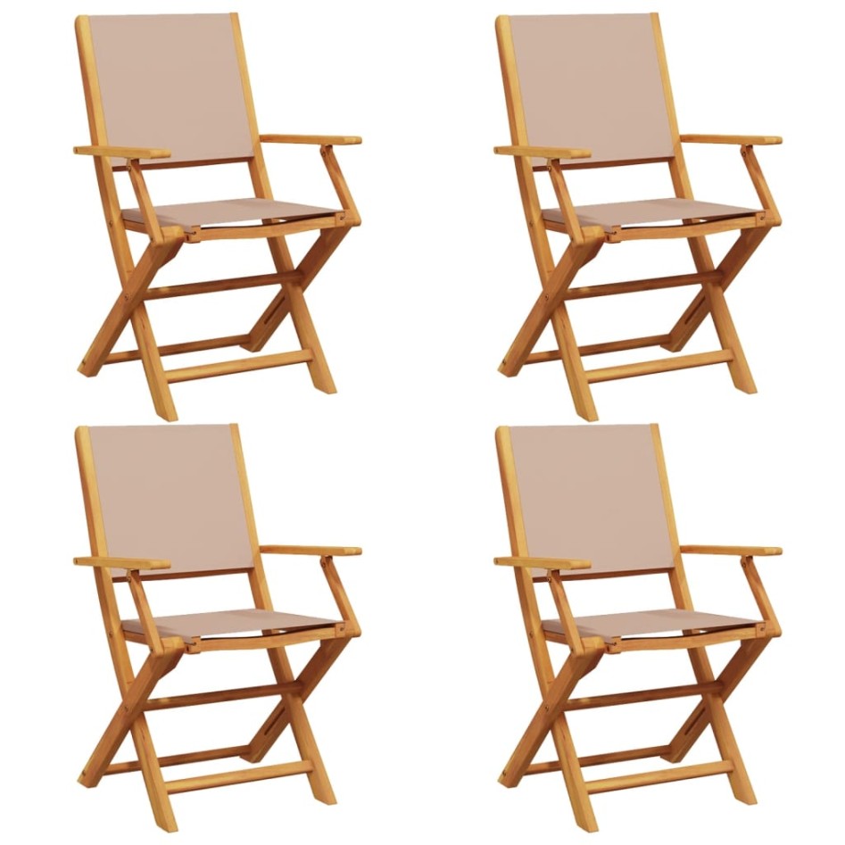 Sillas de jardín plegables 4 uds madera maciza y tela