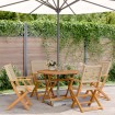 Set de comedor de jardín 5 pzas ratán PE madera maciza beige
