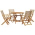 Set de comedor de jardín 5 pzas ratán PE madera maciza