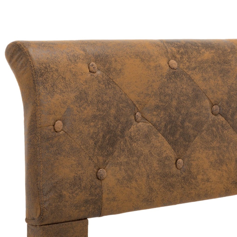 Estructura de cama de piel de ante artificial marrón 120x200