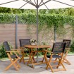 Set de comedor de jardín 5 pzas ratán PE madera maciza negro