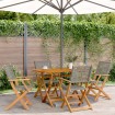 Set de comedor de jardín 5 piezas ratán PE madera maciza gris