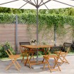 Set de comedor de jardín 5 pzas ratán PE madera maciza negro