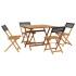Set de comedor de jardín 5 pzas ratán PE madera maciza